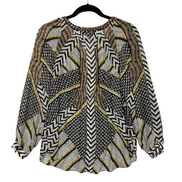 Hale Bob Black 100% Silk Beaded Neck Blouse Top Size Small - Picture 3 of 9